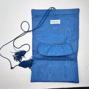Crabtree & Evelyn London Royal Blue Jewelry Roll Soft Case with Tassels